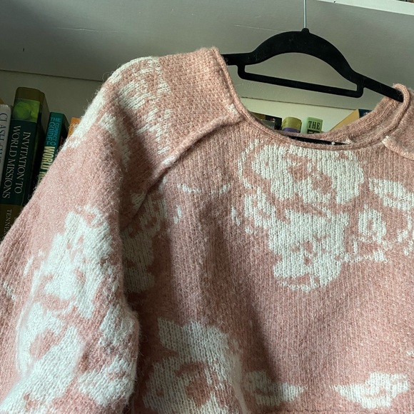 Free People | Purple Rain Cropped Sweater Pink Floral Alpaca Wool - Picture 5 of 10